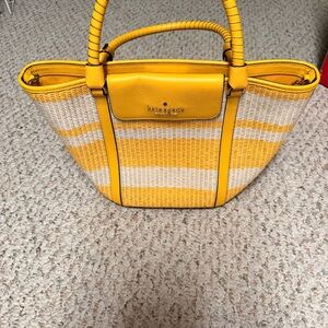 Kate Spade Yellow and Cream Striped Tote